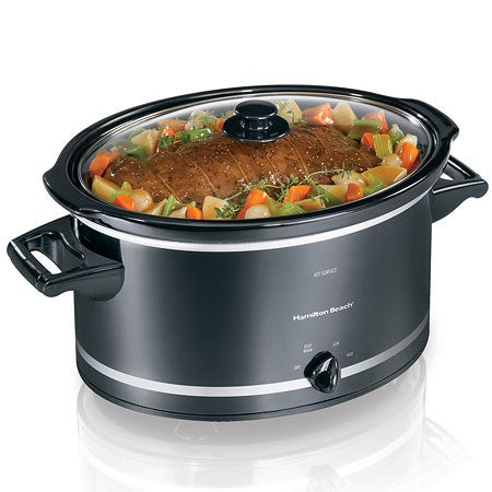 8qt Slow Cooker, Black/Silver