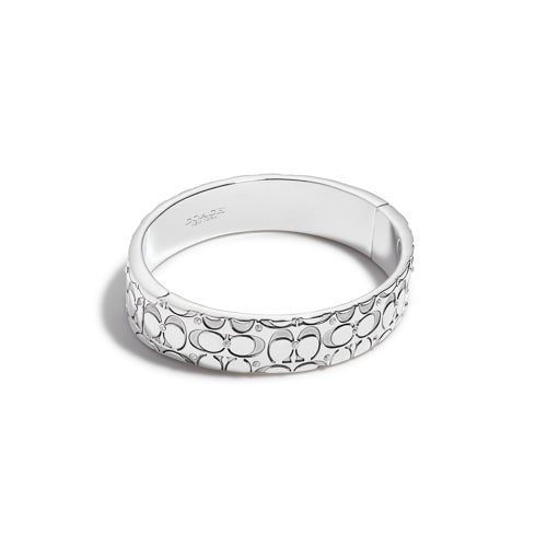 Signature Quilted Bangle, Silver-Tone