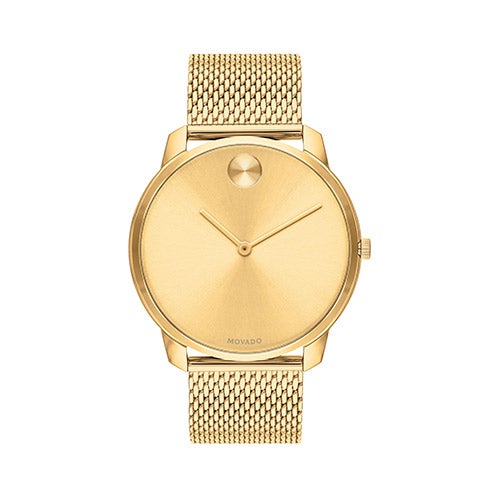 Mens BOLD Thin Gold-Tone Stainless Steel Mesh Watch, Gold Dial | Power ...