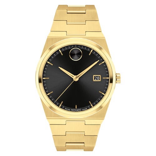 Unisex BOLD Quest Gold-Tone Stainless Steel Watch, Black Dial