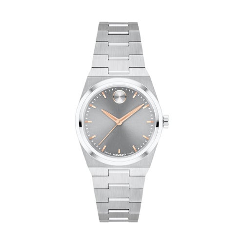 Ladies Bold Quest Mini Silver-Tone Stainless Steel Watch, Gray Dial