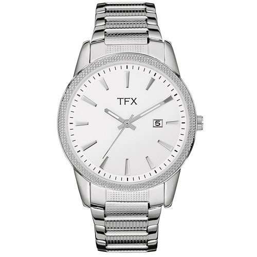 TFX Mens Round Steel Bracelet with Swarovski Crystals