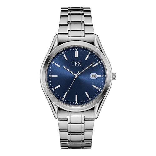 TFX Mens Stainless Steel Bracelet, Blue Dial