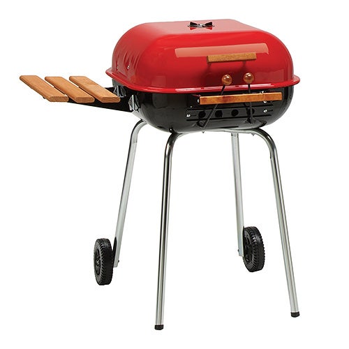 Swinger Charcoal Grill with Side Shelf, Red