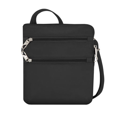 Anti-Theft Classic Slim Double Zip Crossbody, Black