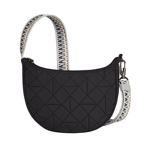 Boho Anti-Theft Crescent Crossbody, Geo Black