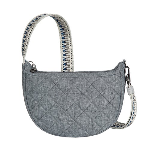 Boho Anti-Theft Crescent Crossbody, Geo Gray Heather