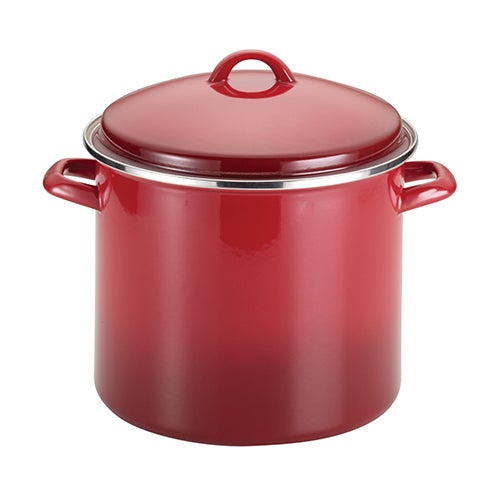 12qt Enamel on Steel Stockpot w/ Lid, Red Gradient