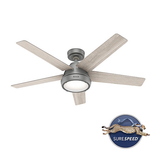 Burroughs 52" Ceiling Fan w/ 2 LED Lights, Matte Silver/Light Gray Oak