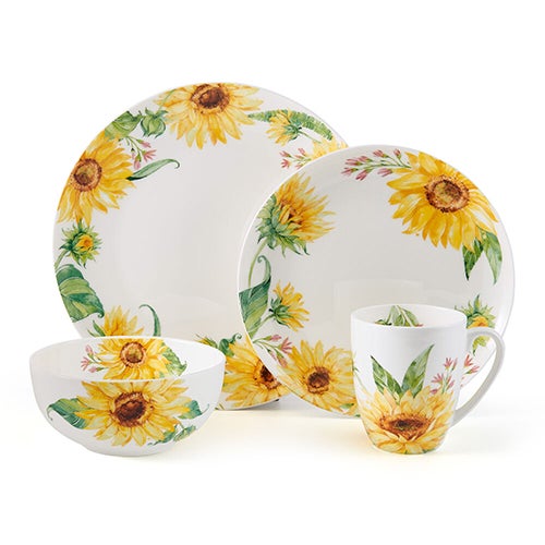 Sunflower 16pc Bone China Dinnerware Set