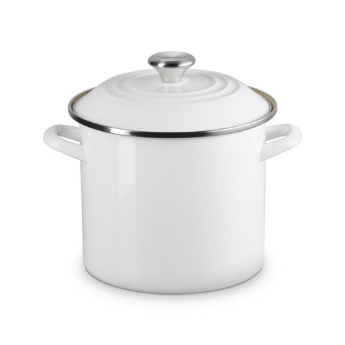 8qt Enamel on Steel Covered Stockpot, White