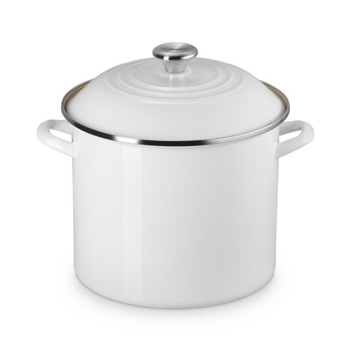 12qt Enamel on Steel Classic Stockpot w/ Lid, White