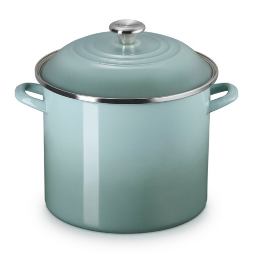 12qt Enamel on Steel Classic Stockpot w/ Lid, Sea Salt