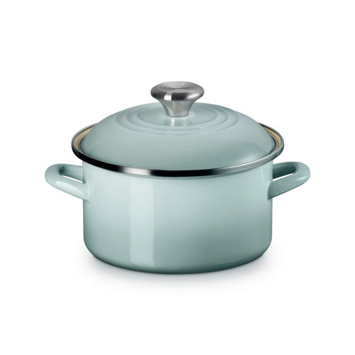 3.8qt Enamel on Steel Covered Petite Stockpot, Sea Salt