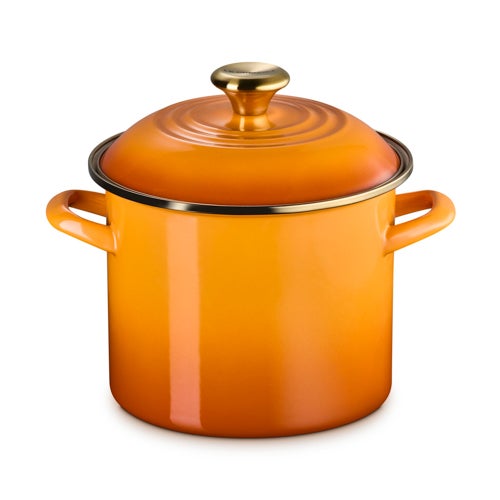6qt Classic Round Stockpot w/ Gold Rim, Persimmon