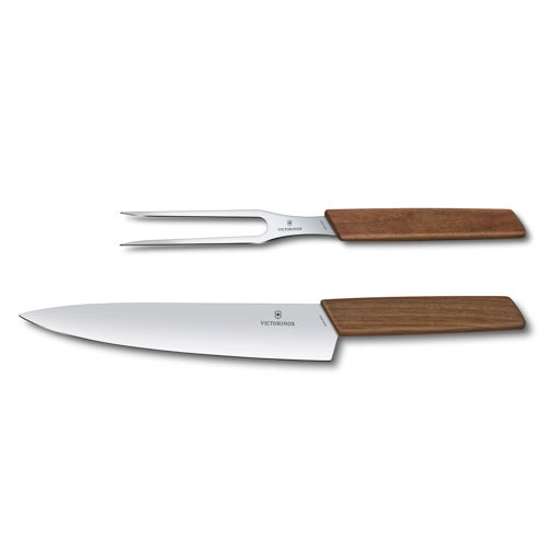 Swiss Modern 2pc Carving Set, Walnut