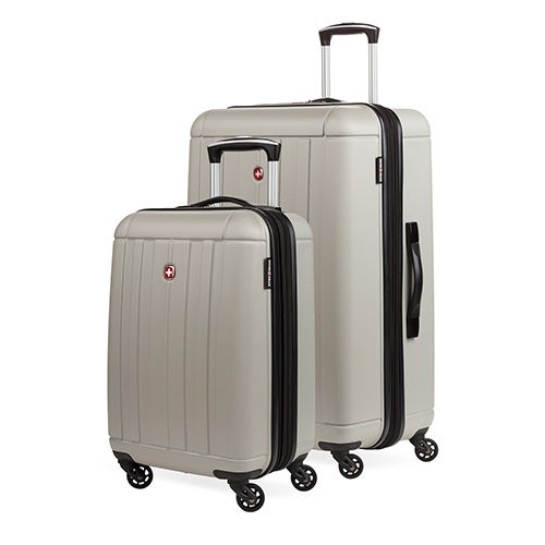 6297 2pc Expandable Hardside Spinner Luggage Set, Silver