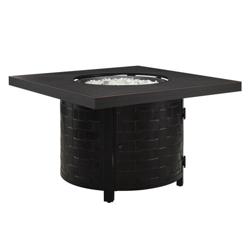 Henley 40" Round Aluminum Basketweave Convertible Gas Fire Pit Table