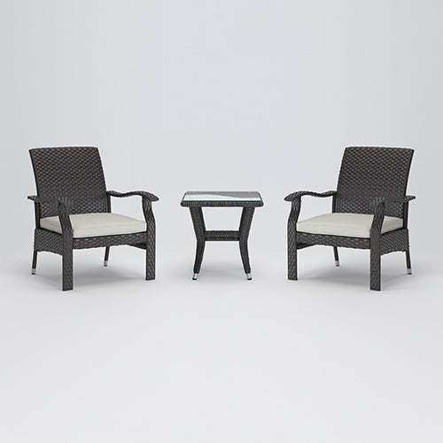 Miles 3pc Wicker Conversation Set, Mocha