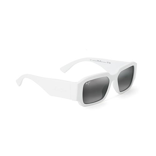 Kupale Polarized Sunglasses, Shiny White Frame, Netural Gray Lens