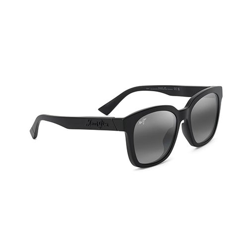 Honua Asian Fit Polarized Sunglasses, Matte Black Frame, Neutral Gray Lens
