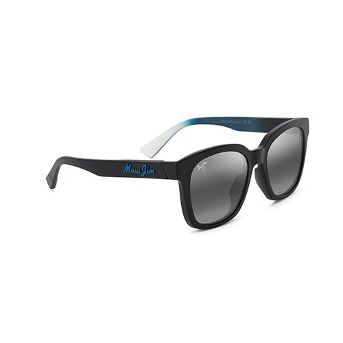 Honua Asian Fit Polarized Sunglasses, Matte Black/White Frame, Neutral Gray Lens