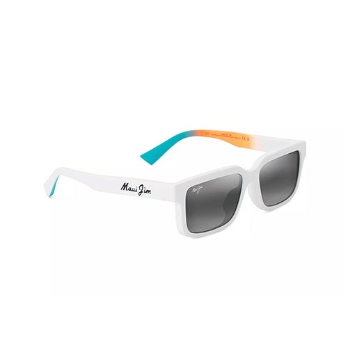 Hiapo Asian Fit Polarized Sunglasses, Matte White Frame, Neutral Gray Lens
