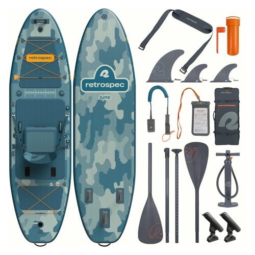 June Inflatable Fishing Hybrid Paddle Board Kayak - 11ft 6in, River Rock