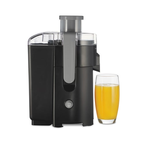 HealthSmart Compact Juice Extractor w/ Large Chute, Black and Gray