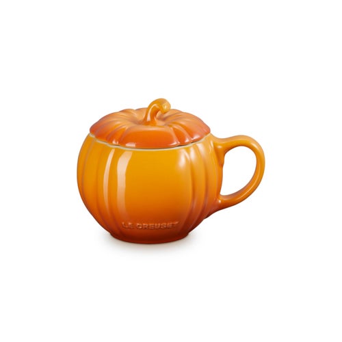 14oz Stoneware Pumpkin Mug w/ Lid, Persimmon