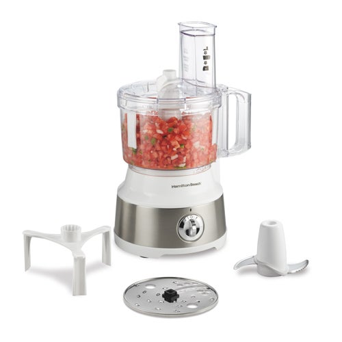 10 Cup Food Processor w/ Bowl Scraper, White & Stainless Steel