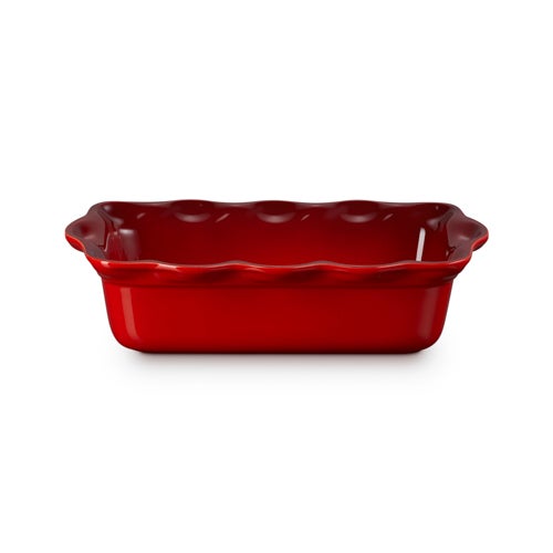 9" Heritage Stoneware Fluted Loaf Pan, Cerise