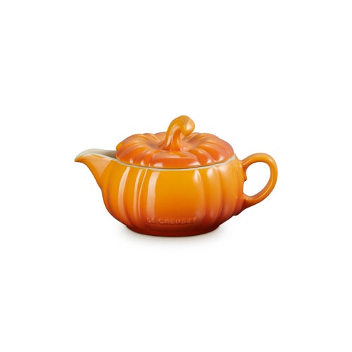14oz Stoneware Pumpkin Gravy Boat w/ Lid, Persimmon