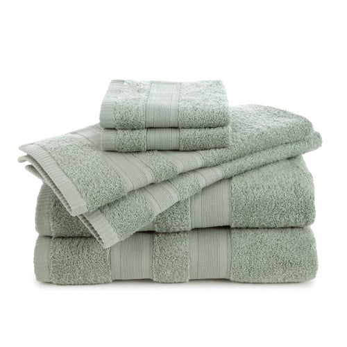 Solid Low Lint 6pc Bath Towel Set, Moss Green