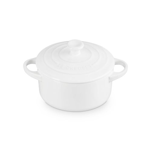 24oz Stoneware Round Cocotte, White