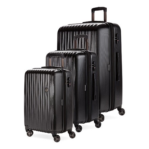 7272 Energie 3pc Expandable Hardside Spinner Set, Black