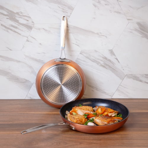 Duralon Blue 2pc Ceramic Nonstick Fry Pan Set, Rustic Copper