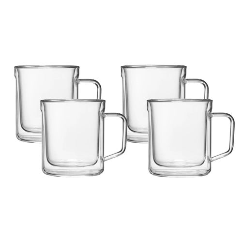 12oz Mug Glasses - Set of 4, Clear