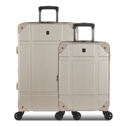 7639 Expandable 2pc Trunk Hardside Spinner Set Sand