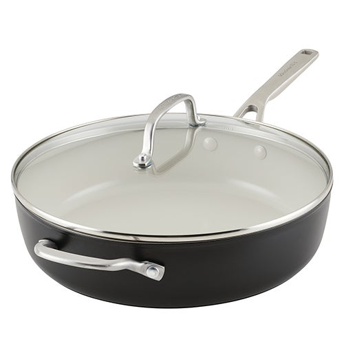 5qt Hard Anodized Ceramic Saute Pan w/ Lid, Black