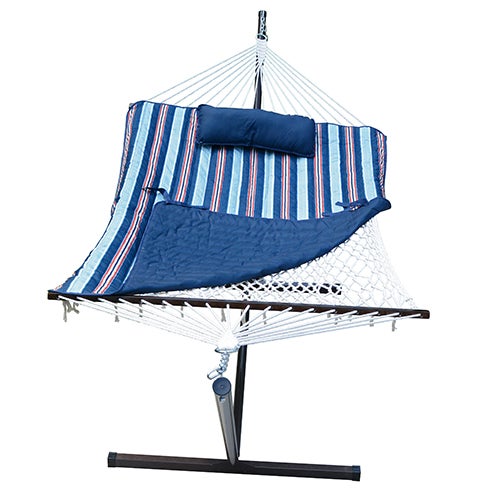 Cotton Rope Hammock w/ Stand, Pad & Pillow Combo, Kingston Stripe Arbor