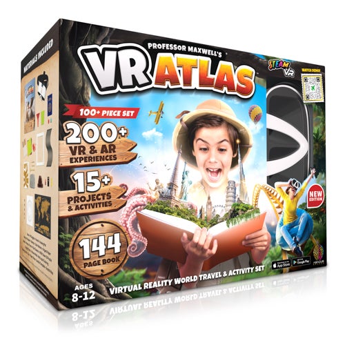 Professor Maxwell Virtual Reality Atlas World Travel Activity Kit, Ages 8+ Years