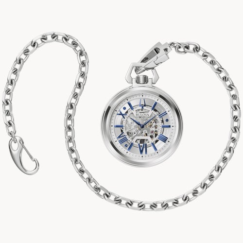 Sutton Silver-Tone Stainless Steel Automatic Pocket Watch, Silver-White Dial