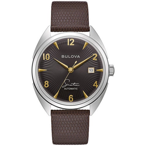 Men's Fly Me To The Moon Automatic Brown Leather Strap Watch, Black Dial