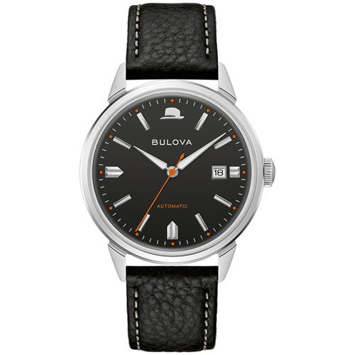 Men's Summer Wind Automatic Black Leather Strap Watch, Black Dial