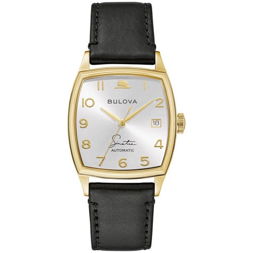 Men's Young At Heart Automatic Black Leather Strap Watch, Silver Dial