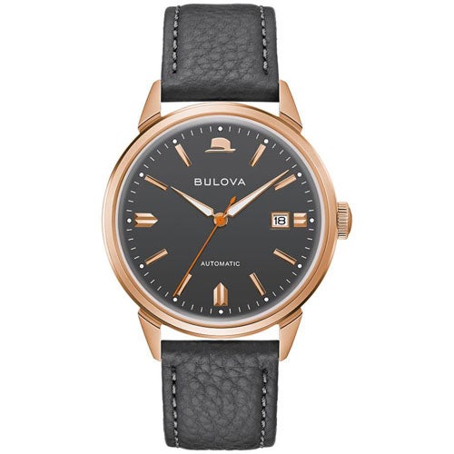 Men's Summer Wind Automatic Dark Gray Leather Strap Watch, Gray Dial