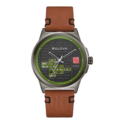 Mens Kalil House Automatic Gray & Brown Leather Strap Watch, Gray Dial