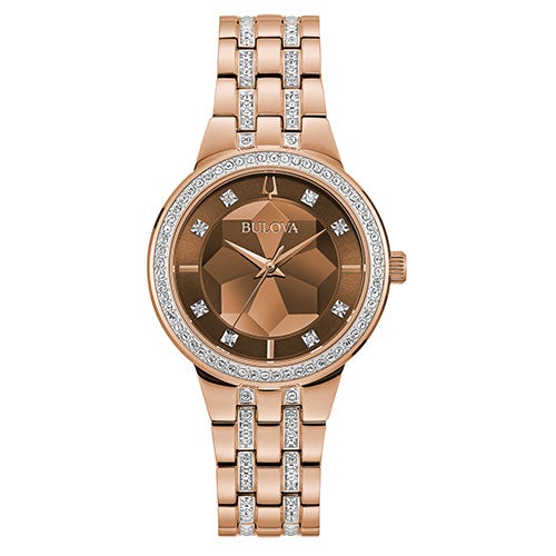 Ladies Phantom Rose Gold Swarovski Crystal Watch, 3D Rose Gold Dial