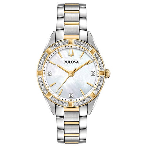 Ladies Sutton Silver & Gold-Tone Diamond SS Watch, Mother-of-pearl